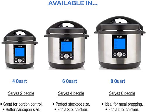 Zavor LUX LCD 6 Quart Programmable Electric Multi-Cooker: Pressure Cooker, Slow Cooker, Rice Cooker, Yogurt Maker, Steamer and more - Stainless Steel (ZSELL02)