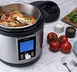 Zavor LUX LCD 6 Quart Programmable Electric Multi-Cooker: Pressure Cooker, Slow Cooker, Rice Cooker, Yogurt Maker, Steamer and more - Stainless Steel (ZSELL02)