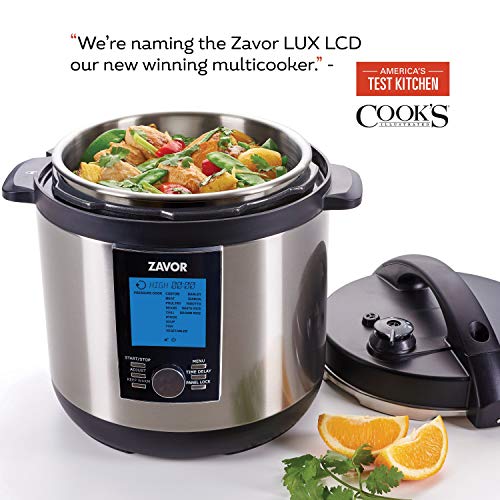 Zavor LUX LCD 6 Quart Programmable Electric Multi-Cooker: Pressure Cooker, Slow Cooker, Rice Cooker, Yogurt Maker, Steamer and more - Stainless Steel (ZSELL02)