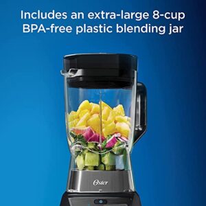 Oster Blender and Food Processor Combo with 3 Settings for Smoothies, Shakes, and Food Chopping - 3 Speed Texture Select Settings Pro Blender with Tritan Jar and Food Processor Attachment - Metallic Gray