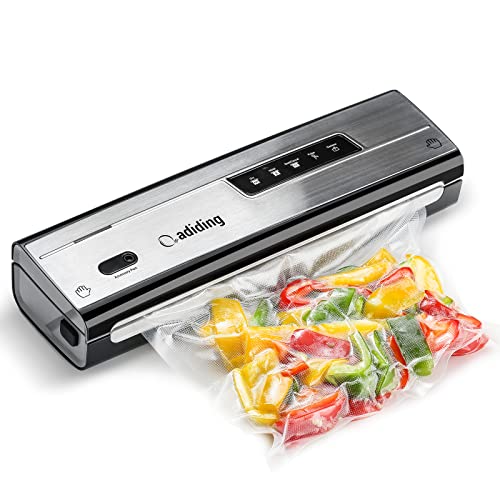 Vacuum Sealer Machine, Adiding Vacuum Food Sealer with Powerful Suction, Air Sealing Machine for Food Preservation, Dry & Moist Sealing Modes, Built-in Cutter and Vacuum Tube