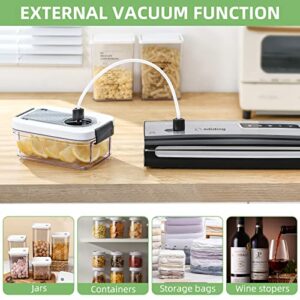 Vacuum Sealer Machine, Adiding Vacuum Food Sealer with Powerful Suction, Air Sealing Machine for Food Preservation, Dry & Moist Sealing Modes, Built-in Cutter and Vacuum Tube