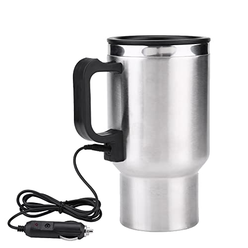 Hot Water Kettle Electric, 12V 450ml Electric Car Kettles Stainless Steel Travel Heating Cup Coffee Tea Car Cup Mug with Cigarette Lighter Plug