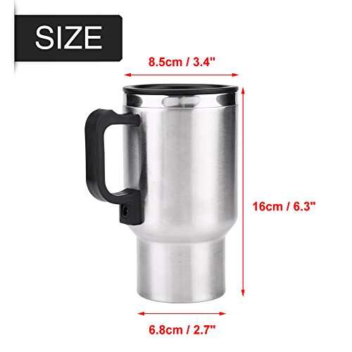 Hot Water Kettle Electric, 12V 450ml Electric Car Kettles Stainless Steel Travel Heating Cup Coffee Tea Car Cup Mug with Cigarette Lighter Plug