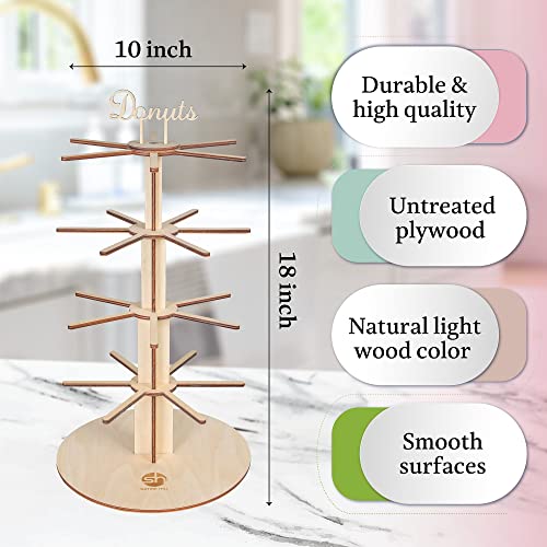 SATIRE HILL Premium Donut Tree Stand Uniquely Designed To Hold 24 Round Donut or Bagel Treats - Bring Some Sophistication to Your Next Celebration or Event With This Stylish Donut Holder.