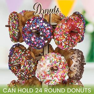 SATIRE HILL Premium Donut Tree Stand Uniquely Designed To Hold 24 Round Donut or Bagel Treats - Bring Some Sophistication to Your Next Celebration or Event With This Stylish Donut Holder.