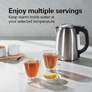 Hamilton Beach Smart Electric Tea Kettle & Water Boiler, Works with Alexa, 1.7 L, 1500 Watts, Cordless, Keep Warm, Auto-Shutoff & Boil-Dry Protection, Stainless Steel (41036)