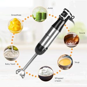 Aigostar Immersion Blender, 2 in 1 Hand Blender with 600ml Beaker, Stainless Steel Handheld Stick Blender for Smoothies, Baby Food, Puree, Soup, BPA Free, UL Certificated