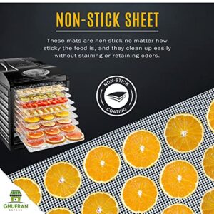 Ghufran Estore (10 Pack) Silicone Dehydrator Sheets - Food, Jerk, Fruit Non-stick Food Mesh Mats for & Freeze Dryer Square Reusable Steamer Mat (14 x 14 Inch), White, 14*14 in