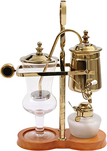 BEYANEE Belgian/Belgium Balance Siphon Coffee Maker,Family Syphon Coffee Maker,Elegant Double Ridged Fulcrum with Tee Handle,Elegant Design Retro-Style - Classic Gold…