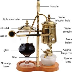 BEYANEE Belgian/Belgium Balance Siphon Coffee Maker,Family Syphon Coffee Maker,Elegant Double Ridged Fulcrum with Tee Handle,Elegant Design Retro-Style - Classic Gold…