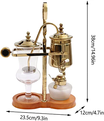 BEYANEE Belgian/Belgium Balance Siphon Coffee Maker,Family Syphon Coffee Maker,Elegant Double Ridged Fulcrum with Tee Handle,Elegant Design Retro-Style - Classic Gold…