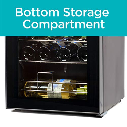 BLACK+DECKER Wine Cooler Refrigerator, Compressor Cooling 24 Bottle Wine Fridge with Blue Light & LED Display, Freestanding Wine Cooler, BD61526