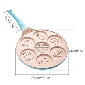 MINTER Pancake Pan With 7 Animal Designs for kids - Round Ceramic Pancake Pan Nonstick Surface & Comfortable Handle - Mini Pancake Crepe Pans Griddle Nonstick (pink)