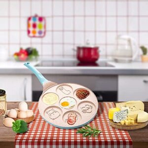 MINTER Pancake Pan With 7 Animal Designs for kids - Round Ceramic Pancake Pan Nonstick Surface & Comfortable Handle - Mini Pancake Crepe Pans Griddle Nonstick (pink)