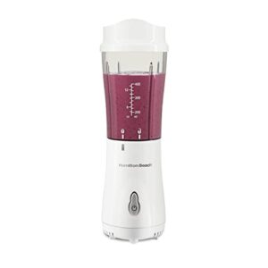 Hamilton Beach Personal Blender for Shakes and Smoothies with 14oz Travel Cup and Lid, White (51101V) & Electric Vegetable Chopper & Mini Food Processor, 3-Cup, 350 Watts, Black (72850)