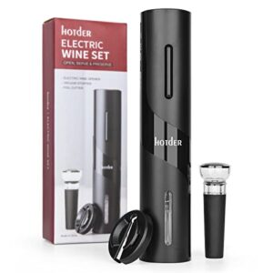 hotder electric wine opener, automatic 3-in-1 wine bottle opener kit, battery operated electric corkscrew, foil cutter, wine plug, as gift for wine lovers, suitable for home, bar and party