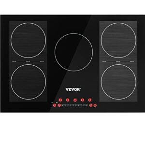 vevor built-in induction electric stove top 30 inch,5 burners electric cooktop,9 power levels & sensor touch control,easy to clean ceramic glass surface,child safety lock,240v