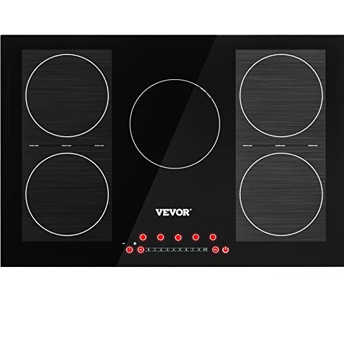 VEVOR Built-in Induction Electric Stove Top 30 Inch,5 Burners Electric Cooktop,9 Power Levels & Sensor Touch Control,Easy to Clean Ceramic Glass Surface,Child Safety Lock,240V