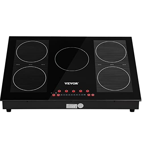 VEVOR Built-in Induction Electric Stove Top 30 Inch,5 Burners Electric Cooktop,9 Power Levels & Sensor Touch Control,Easy to Clean Ceramic Glass Surface,Child Safety Lock,240V