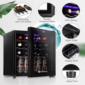 COSVALVE Mini Fridge Wine Fridge,3.7 cu.ft Wine Refrigerator,19 Bottle Freestanding Compressor Countertop Wine Cooler, 41f-64f Digital Temperature Control for Red, White, Champagne