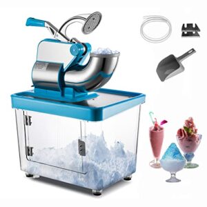 shzond commercial ice crusher machine 300w, etl approved shaved ice maker 110v, dual blades stainless steel snow cone machine efficient ice crushing 440 lbs per hour for home and commercial use