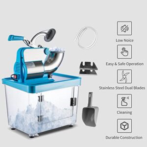 SHZOND Commercial Ice Crusher Machine 300W, ETL Approved Shaved Ice Maker 110V, Dual Blades Stainless Steel Snow Cone Machine Efficient Ice Crushing 440 LBS per Hour for Home and Commercial Use