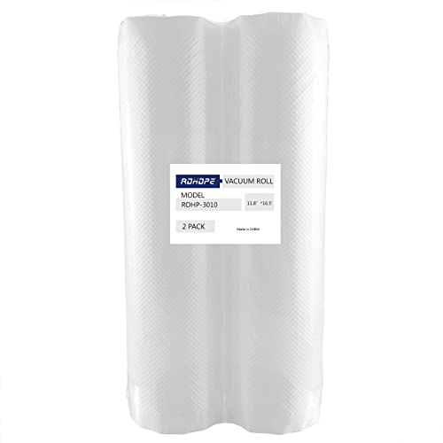 ROHOPE Vacuum Sealer Rolls ,Food grade 7 layers, Heavy Duty, BPA Free,Great for Vacuum storage, Sous Vide or Meal Preparation (2PACK 11.8" × 16.5')