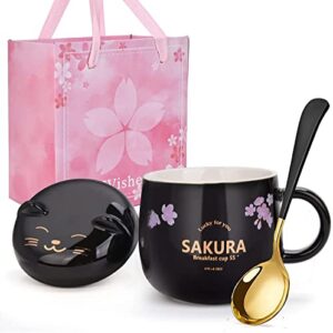 pusee coffee mug warmer & mug set, cute coffee cup warmer for desk home office use coffee gifts valentine’s day gift heating coaster