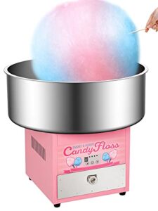 riedhoff cotton candy machine commercial, electric cotton candy maker with 20 inch stainless steel bowl for family, party, amusement park, carnival- pink