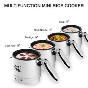 Mini Rice Cooker, 1L Small Rice Cooker 2 Cup-uncooked Travel Rice Cooker 12V for Car with Steamer, Auto Keep Warm Suitable For 1-2 People