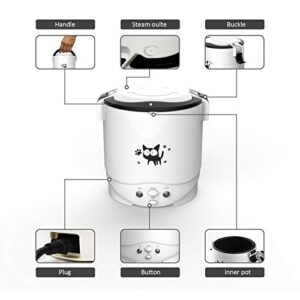 Mini Rice Cooker, 1L Small Rice Cooker 2 Cup-uncooked Travel Rice Cooker 12V for Car with Steamer, Auto Keep Warm Suitable For 1-2 People