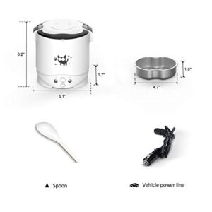 Mini Rice Cooker, 1L Small Rice Cooker 2 Cup-uncooked Travel Rice Cooker 12V for Car with Steamer, Auto Keep Warm Suitable For 1-2 People