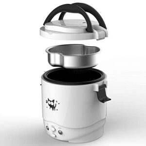 Mini Rice Cooker, 1L Small Rice Cooker 2 Cup-uncooked Travel Rice Cooker 12V for Car with Steamer, Auto Keep Warm Suitable For 1-2 People