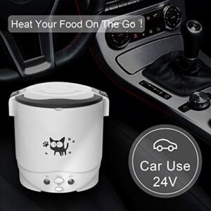 Mini Rice Cooker, 1L Small Rice Cooker 2 Cup-uncooked Travel Rice Cooker 12V for Car with Steamer, Auto Keep Warm Suitable For 1-2 People