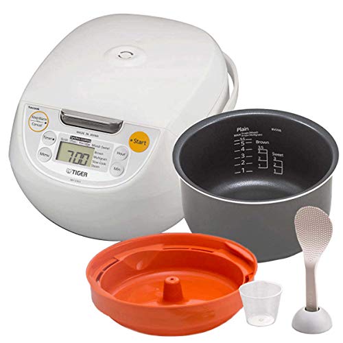 Tiger Japan Made Synchro-Cooking 5.5-Cup Micom Rice Cooker and Warmer with 10 Cooking Menu Settings, Stainless Steel Non-Stick Inner Pot and Tacook Cooking Plate, Lets you Cook Rice and Main Dish at the Same Time