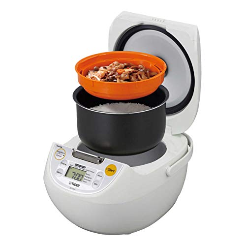 Tiger Japan Made Synchro-Cooking 5.5-Cup Micom Rice Cooker and Warmer with 10 Cooking Menu Settings, Stainless Steel Non-Stick Inner Pot and Tacook Cooking Plate, Lets you Cook Rice and Main Dish at the Same Time