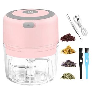 vrupinze electric herb grinder – 3.5 inch large grinders for grinding dry fresh herbs and spice with clear chamber, portable usb charge herb grinder, including clean brush and tweezers, gift box, pink