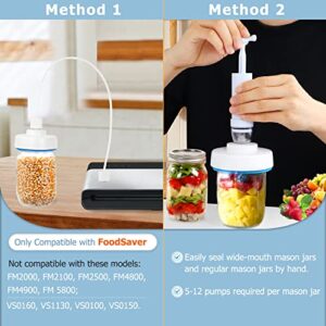 Mason jar vacuum sealer kit for Wide Mouth&Regular Mason jars,With 【Hand Vacuum Pump】&【Suction Hose Connecter for foodsaver】,Suitable for Home Kitchen and Outdoor Camping etc.