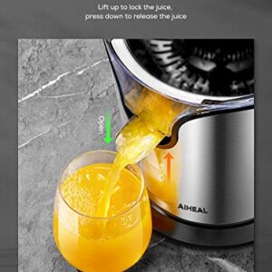 AIHEAL Electric Citrus Juicer Squeezer, Oranges Juicer with Rubber Handle and Two Size Cones, 160W Silent Motor Juice Squeezer for Orange, Lemon and Grapefruit