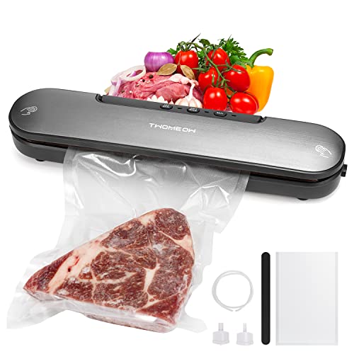 TWOMEOW Vacuum Sealer Machine, Automatic Compact Slim Food Sealer for Sous Vide and Food Storage, Standard/Soft Vac Sealing Mode with Starter Kit, Vertical Vacuum Sealer Storage, Black