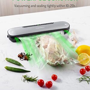 TWOMEOW Vacuum Sealer Machine, Automatic Compact Slim Food Sealer for Sous Vide and Food Storage, Standard/Soft Vac Sealing Mode with Starter Kit, Vertical Vacuum Sealer Storage, Black