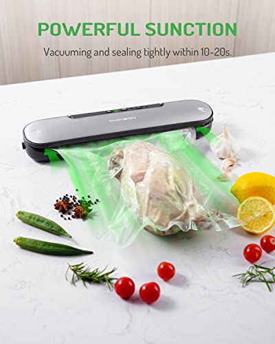 TWOMEOW Vacuum Sealer Machine, Automatic Compact Slim Food Sealer for Sous Vide and Food Storage, Standard/Soft Vac Sealing Mode with Starter Kit, Vertical Vacuum Sealer Storage, Black