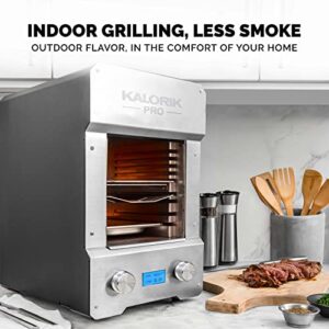 Kalorik® Professional Electric Smokeless Indoor Grill, Restaurant Quality 1500°F Searing, Premium Steak House Style with Perfect Caramelization, Digital LCD Display, Time & Temperature Control, 6 Accessories, 1600W, Easy Clean, Stainless Steel