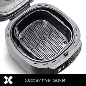 Crux Indoor Fast and Easy Grilling Roasting Baking Sautéing Searing and Oil Free Air Frying Recipe Book Included 12” x 12” Grill 9 QT Cook Pot Matte Gray Grill w/Air Fryer One Size