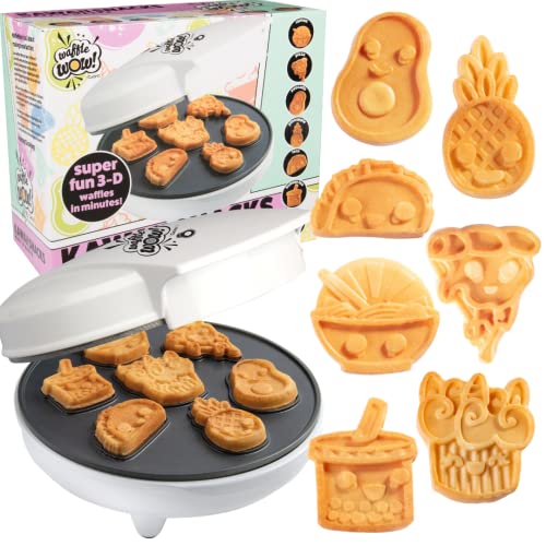 Kawaii Fun Snacks Mini Waffle Maker - 7 Different Food Japanese Style Designs Featuring an Avocado, Pizza, Ramen, Taco & More - Cool Electric Waffler for Amazing Kids Easter Morning Breakfast or Gift