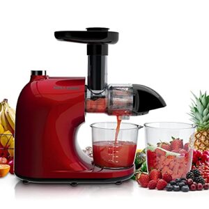 MAMA'S CHOICE Slow Masticating Juicer, Juicer Machines for Friut and Vegetable, Cold Press Juicer Extractor with Total Pulp Control, Quiet Motor, Reverse Function, Brush and Recipes