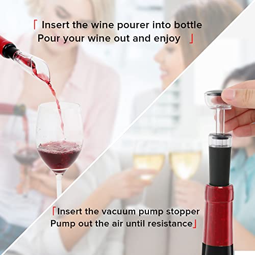 Secura Home Electric Wine Opener Set, Type C Cordless Rechargeable Corkscrew Wine Bottle Opener with Storage Base, Wine Aerator, 2 Vacuum Wine Stoppers, Foil Cutter for Wine Lover Gift Kit