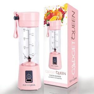 portable blender for shakes and smoothies – rechargeable 15.5-oz fusion blender & portable juicer comes with carry strap, usb cable, 2 reusable straws, 1 straw cleaner & 1 bottle cleaner, (cotton candy pink)