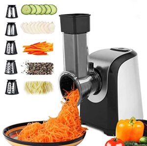 electric cheese grater, professional salad maker with 5 stainless steel rotary blades and one-touch control, 150w electric slicer shredder grater vegetable cutter for fruit, vegetables, cheeses